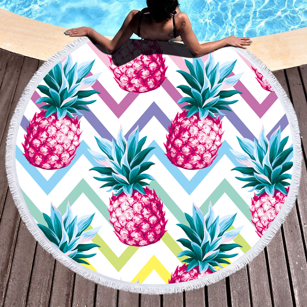 Pineapple Watermelon Round Beach Towel 3 Pineapple Round Beach Towel 3