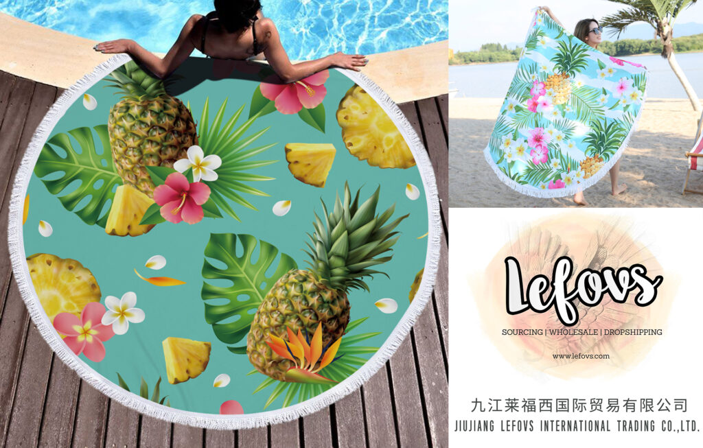 Pineapple Watermelon Round Beach Towel 1 Pineapple Round Beach Towel Wholesale (1)
