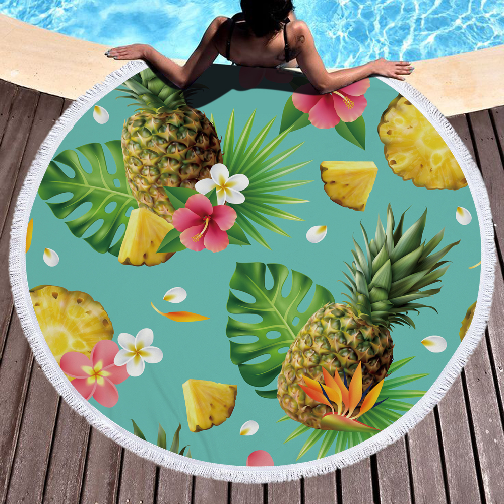 Pineapple Watermelon Round Beach Towel 12 Pineapple Round Beach Towel Wholesale 1