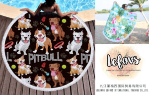 Pitbull Pug Chihuahua Dog Round Beach Towel (6)