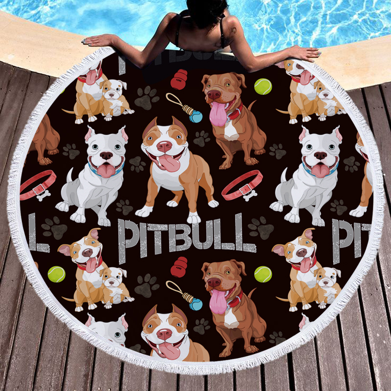 Pitbull Pug Chihuahua Dog Round Beach Towel 7 Pitbull Pug Chihuahua Dog Round Beach Towel 6