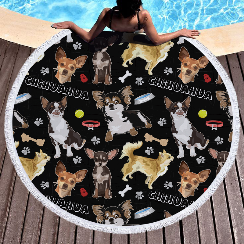 Pitbull Pug Chihuahua Dog Round Beach Towel 9 Pitbull Pug Chihuahua Dog Round Beach Towel 8