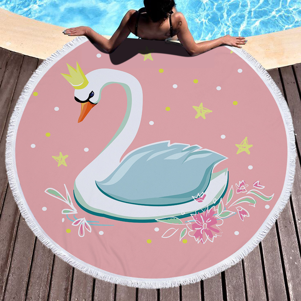 Princess Swan Round Beach Towel 15 Princess Swan Round Beach Towel 1