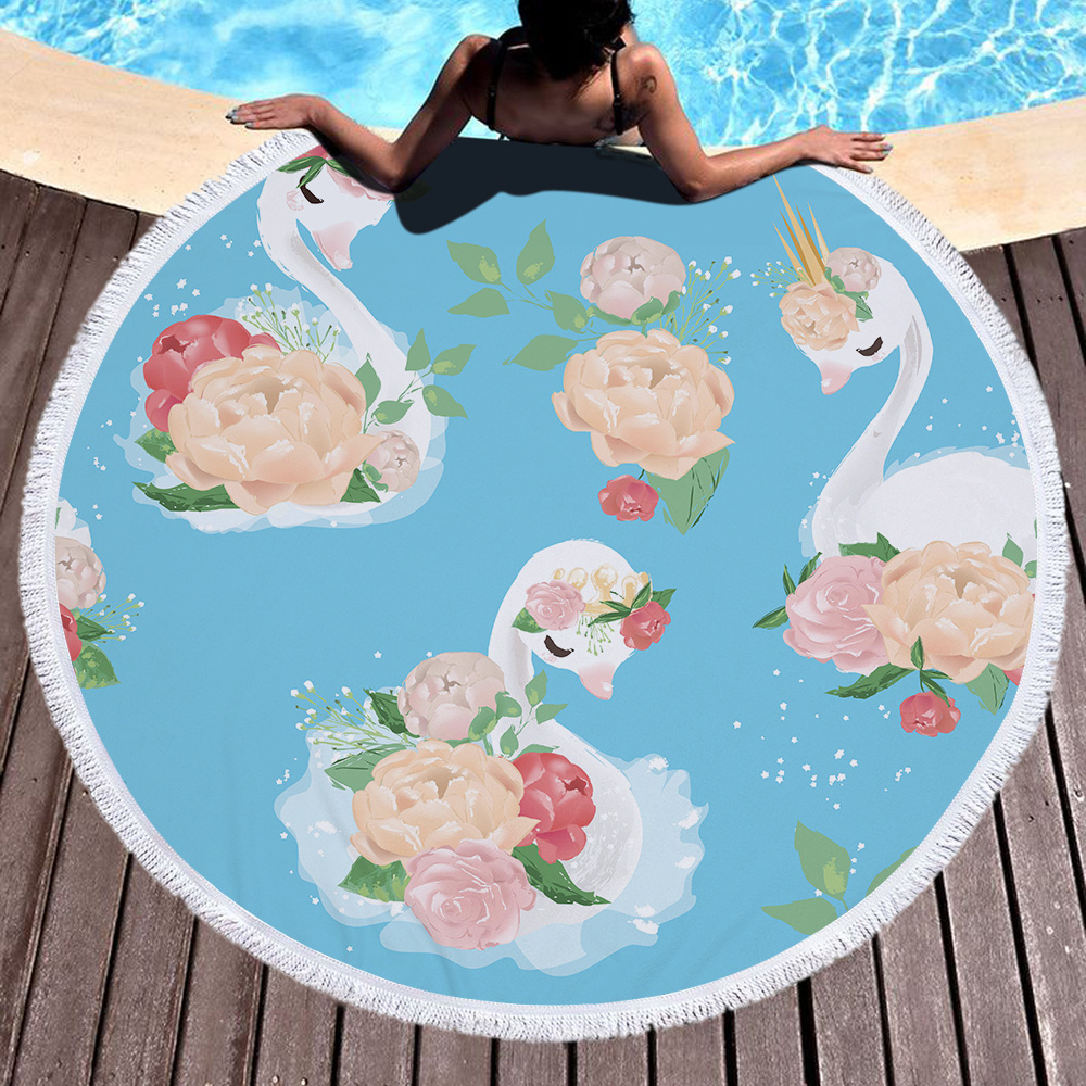 Princess Swan Round Beach Towel 9 Princess Swan Round Beach Towel 10