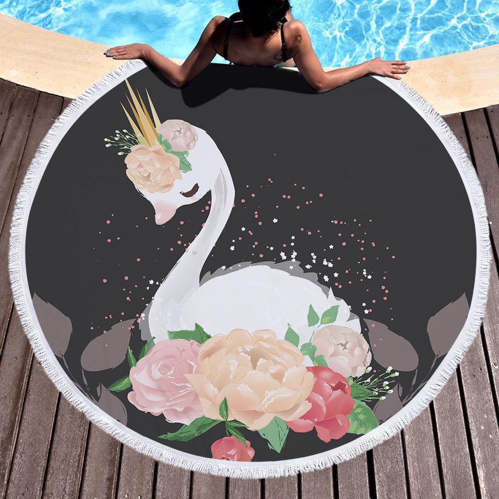 Princess Swan Round Beach Towel 5 Princess Swan Round Beach Towel 11