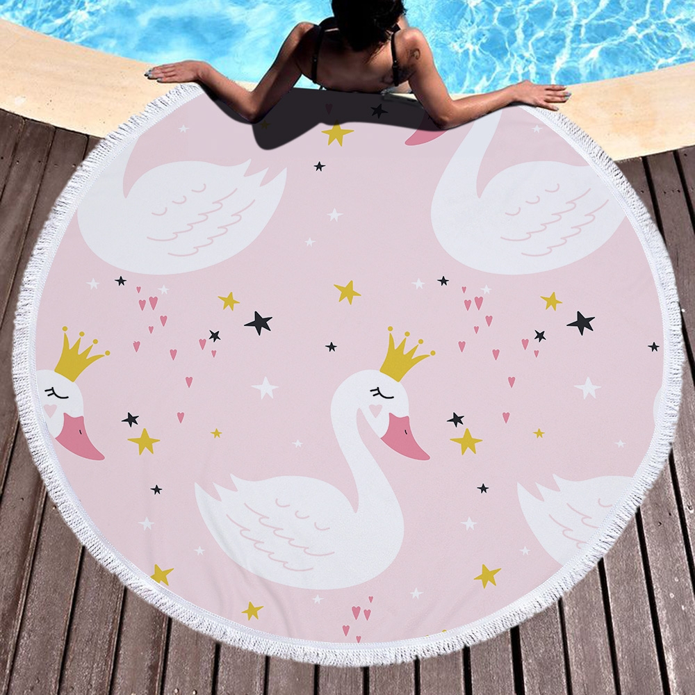 Princess Swan Round Beach Towel 11 Princess Swan Round Beach Towel 12