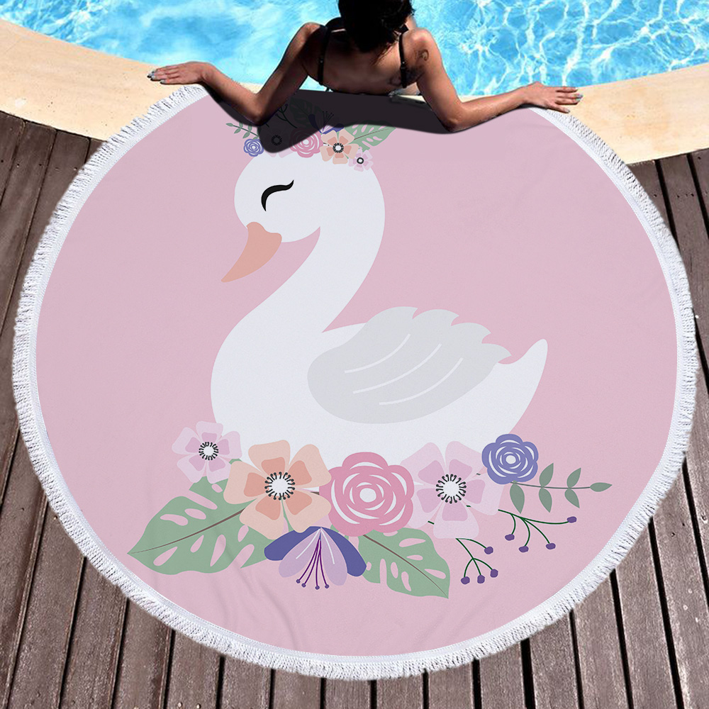 Princess Swan Round Beach Towel 6 Princess Swan Round Beach Towel 14