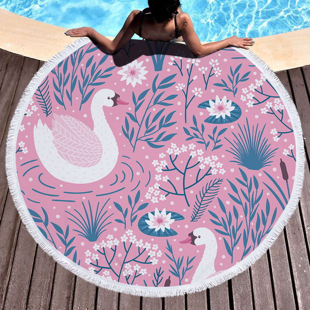 Princess Swan Round Beach Towel 4 Princess Swan Round Beach Towel 2