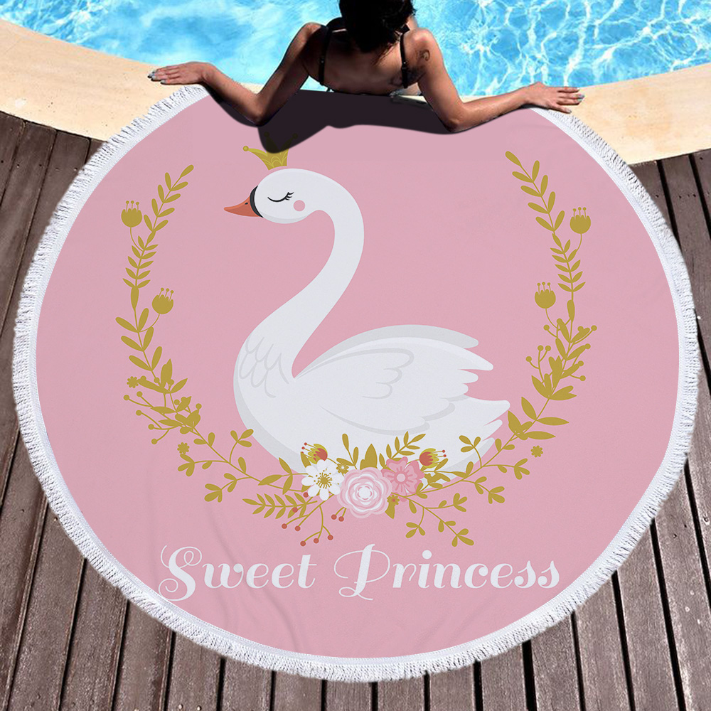 Princess Swan Round Beach Towel 12 Princess Swan Round Beach Towel 3