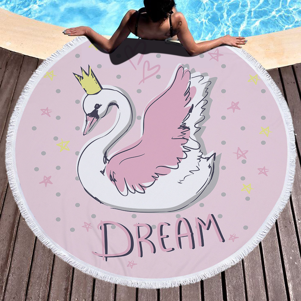 Princess Swan Round Beach Towel 13 Princess Swan Round Beach Towel 5