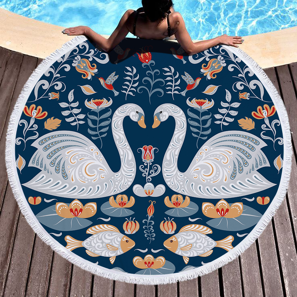 Princess Swan Round Beach Towel 2 Princess Swan Round Beach Towel 6