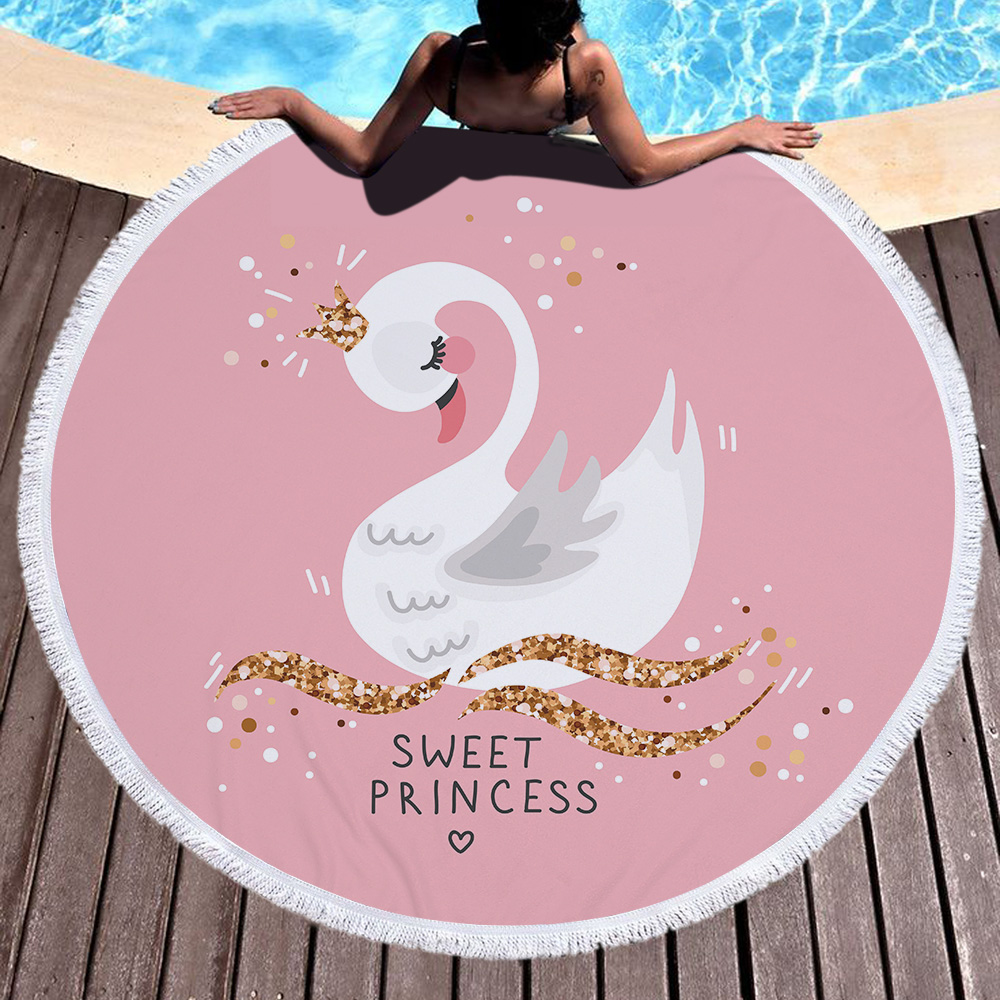 Princess Swan Round Beach Towel 7 Princess Swan Round Beach Towel 8