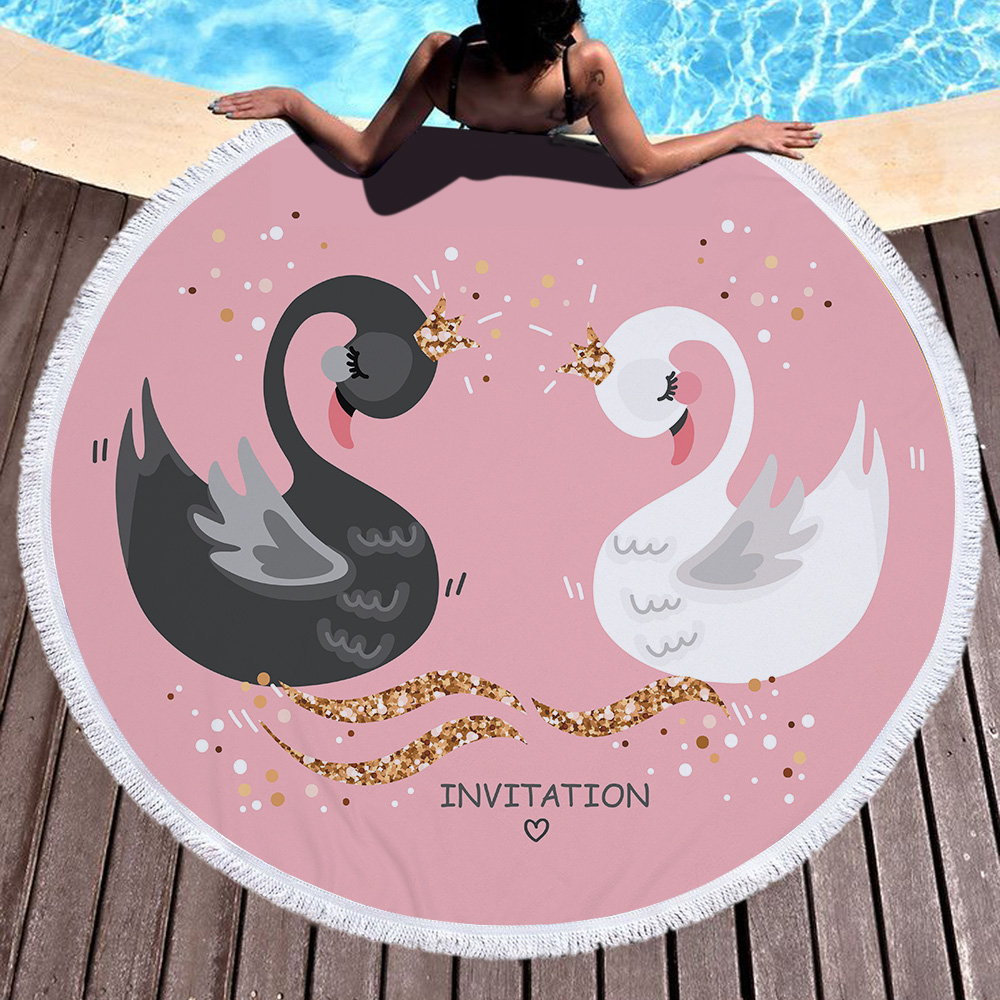 Princess Swan Round Beach Towel 8 Princess Swan Round Beach Towel 9