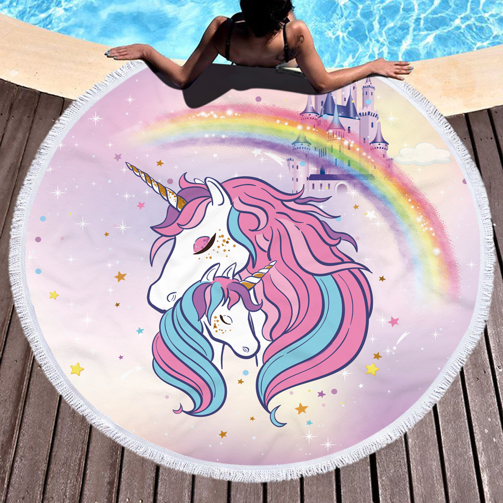 Princess Unicorn Round Beach Towel 21