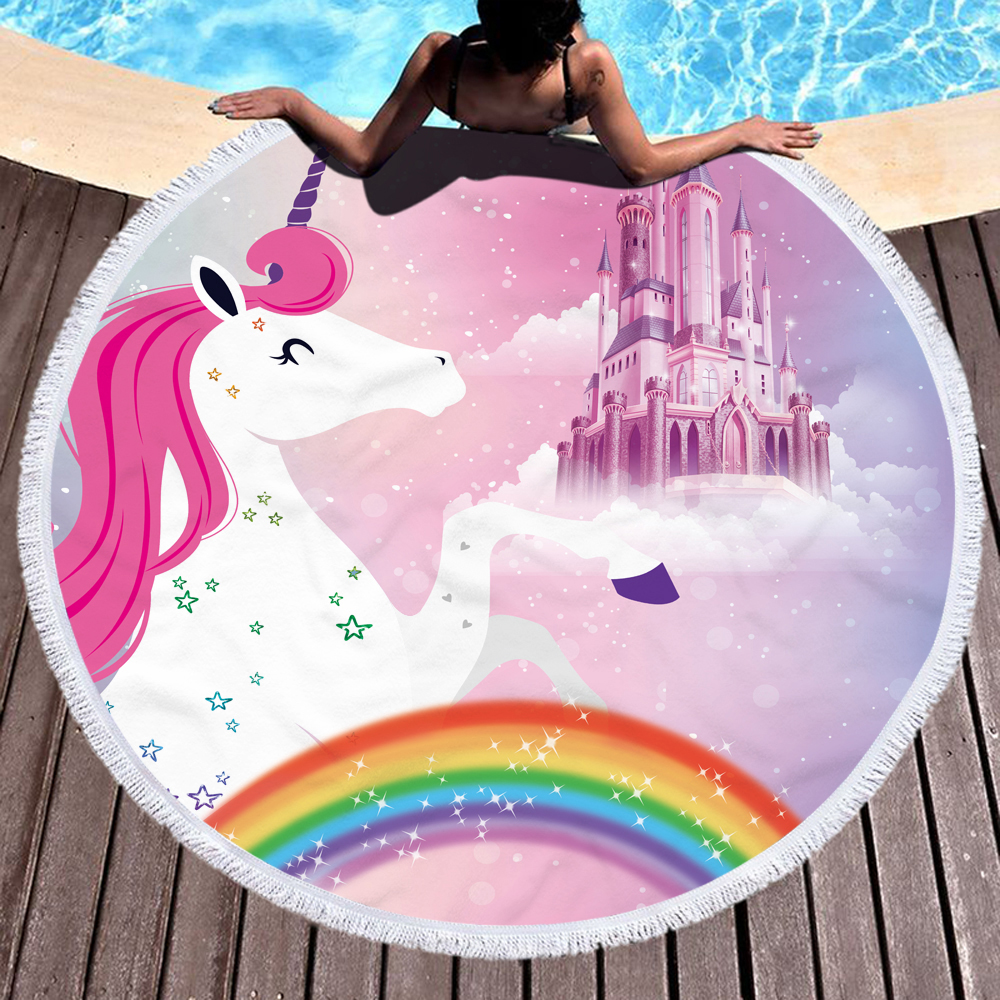 Princess Unicorn Round Beach Towel 28