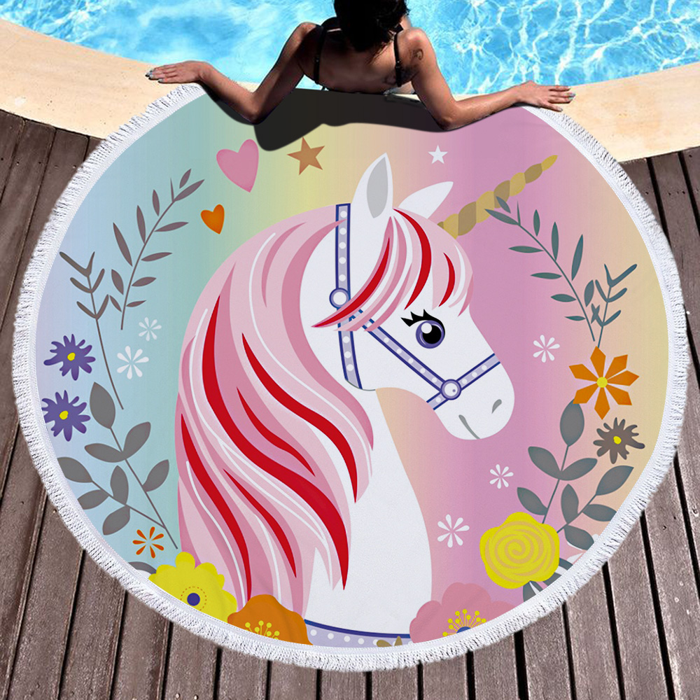 Princess Unicorn Round Beach Towel 45