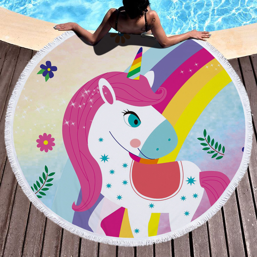 Princess Unicorn Round Beach Towel 52