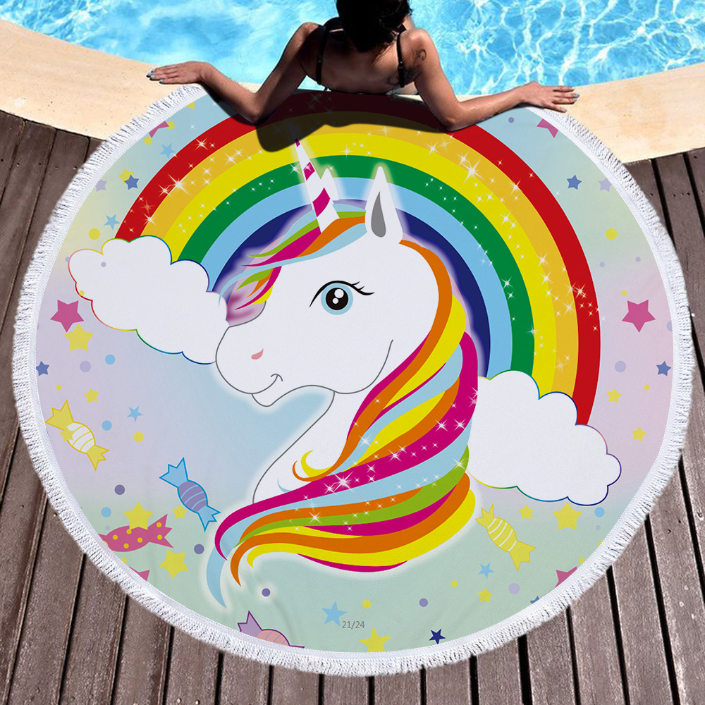 Princess Unicorn Round Beach Towel 54