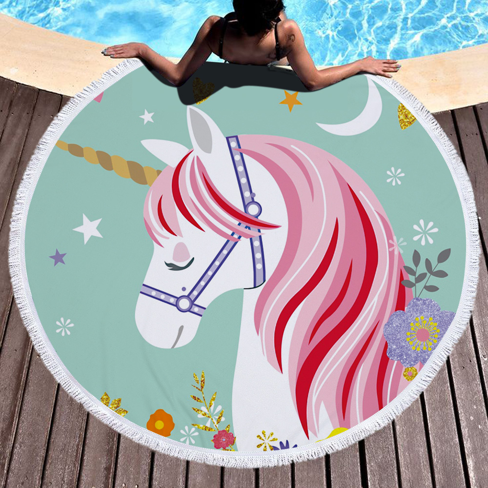 Princess Unicorn Round Beach Towel 56