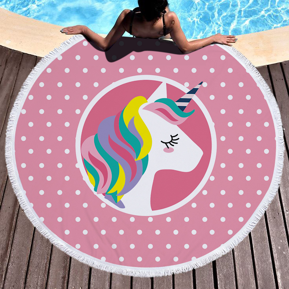 Princess Unicorn Round Beach Towel 58