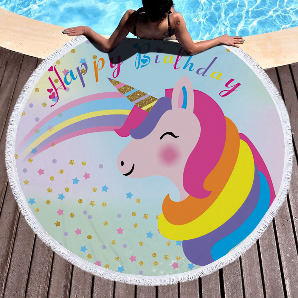 Princess Unicorn Round Beach Towel 60