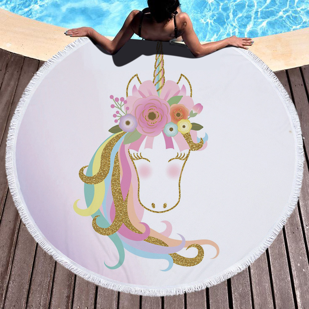 Princess Unicorn Round Beach Towel 62