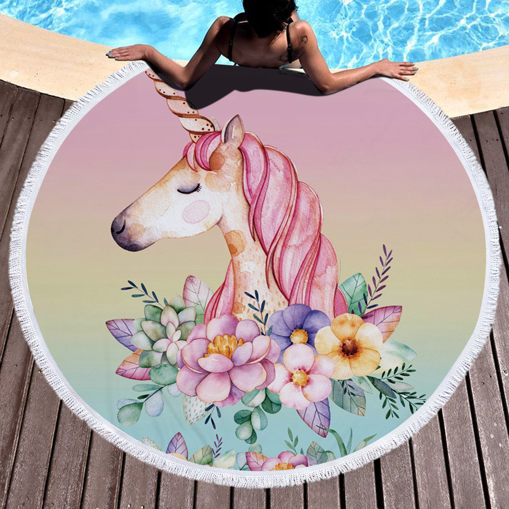 Princess Unicorn Round Beach Towel 66