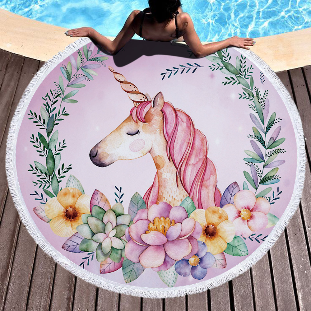 Princess Unicorn Round Beach Towel 68
