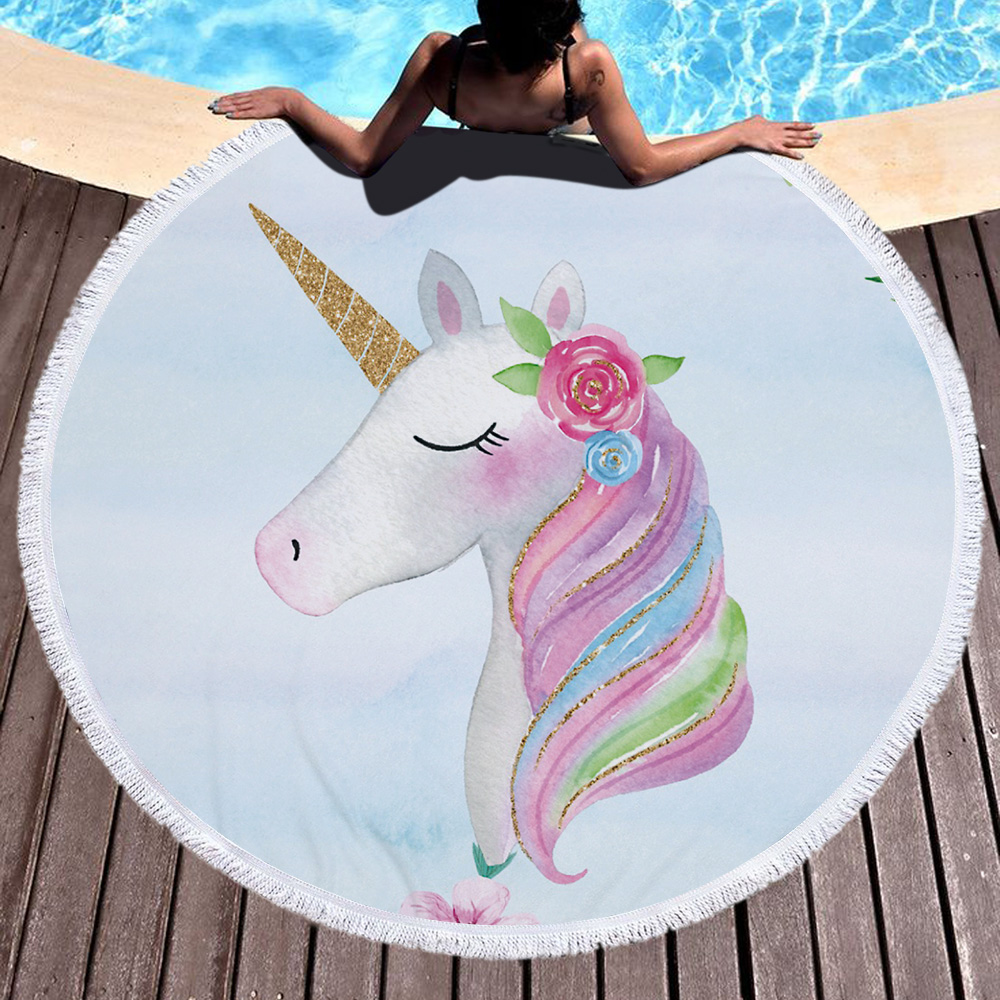 Princess Unicorn Round Beach Towel 70