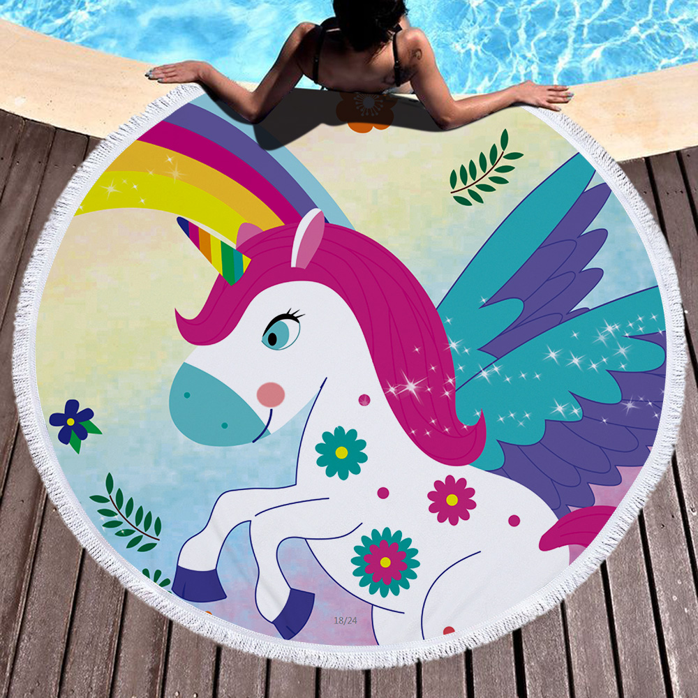 Princess Unicorn Round Beach Towel 72