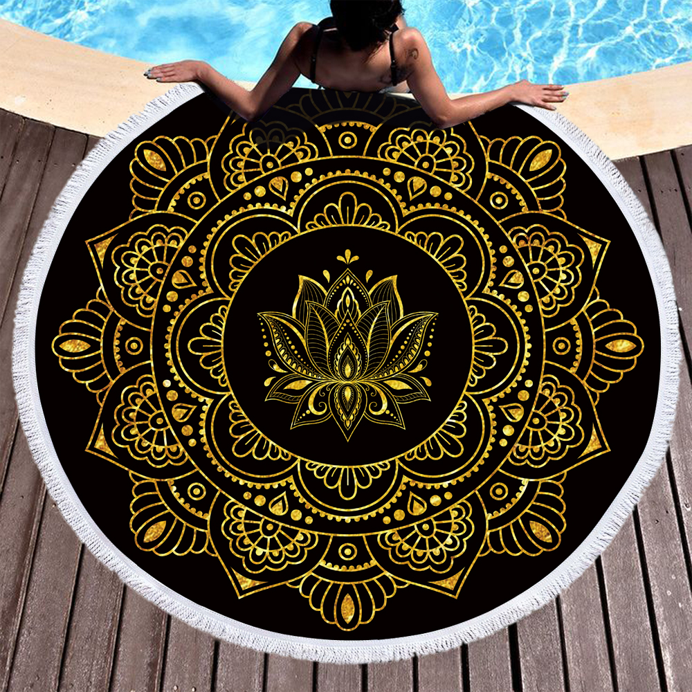 Religion Buddha Round Beach Towel 11