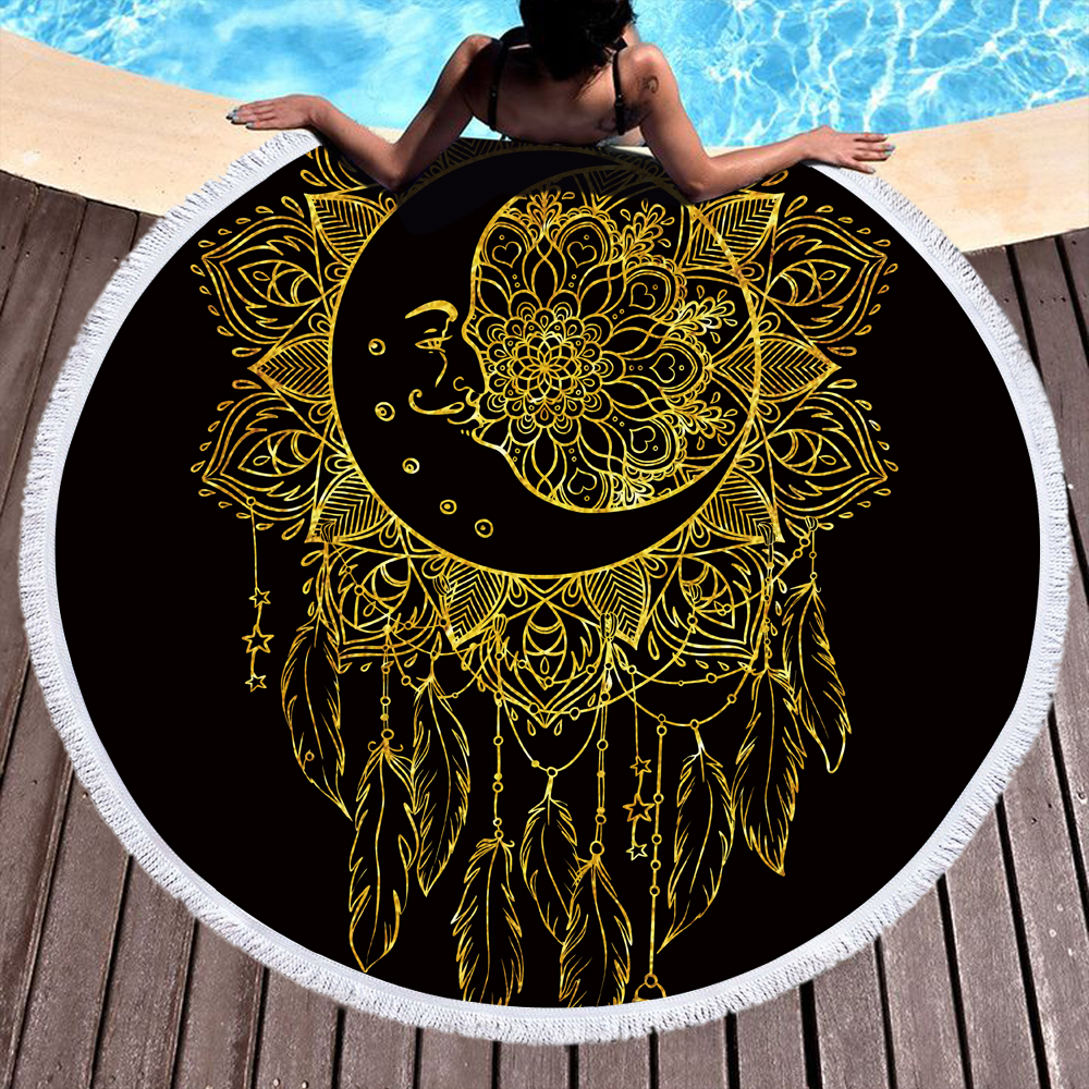 Religion Buddha Round Beach Towel 5