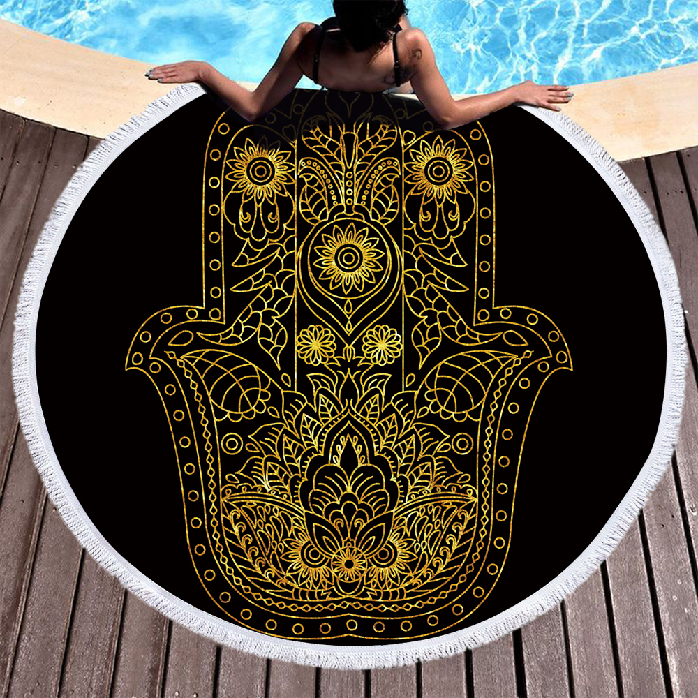 Religion Buddha Round Beach Towel 9