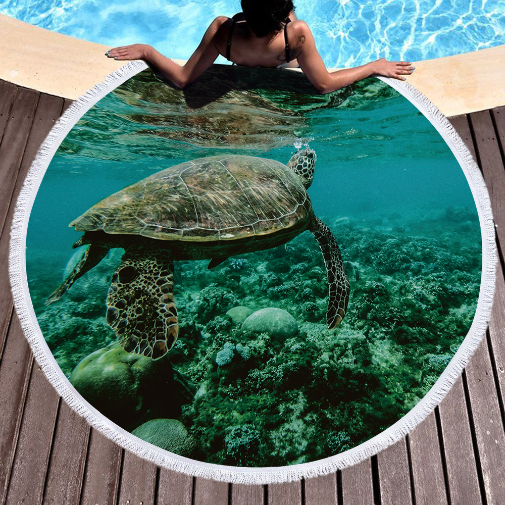Sea Turtle Round Beach Towels 17