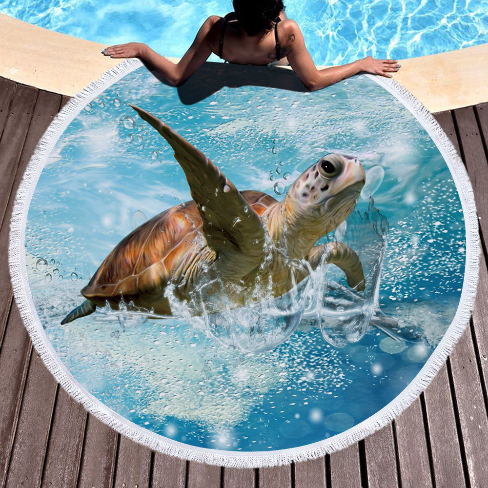 Sea Turtle Round Beach Towels 21