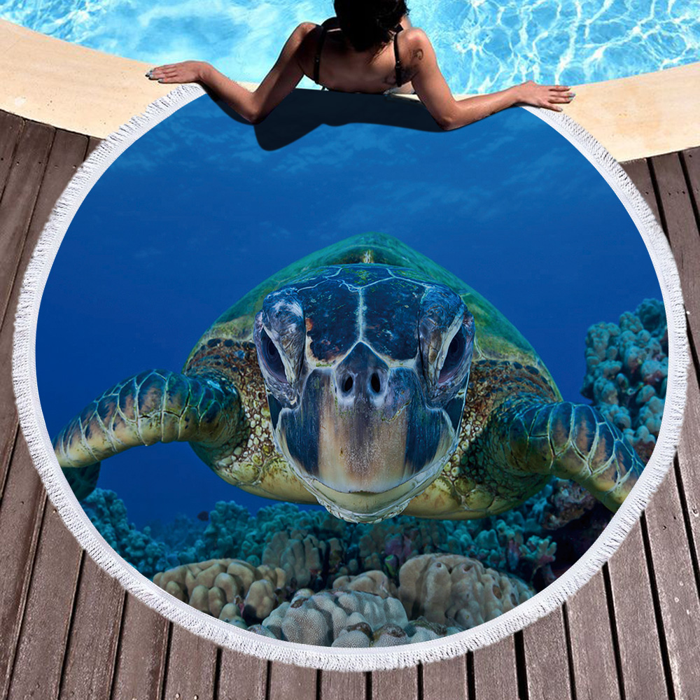 Sea Turtle Round Beach Towels 24