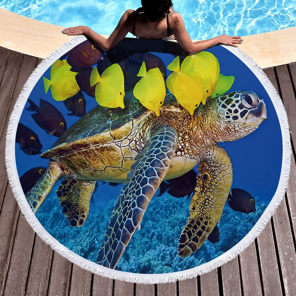 Sea Turtle Round Beach Towels 8