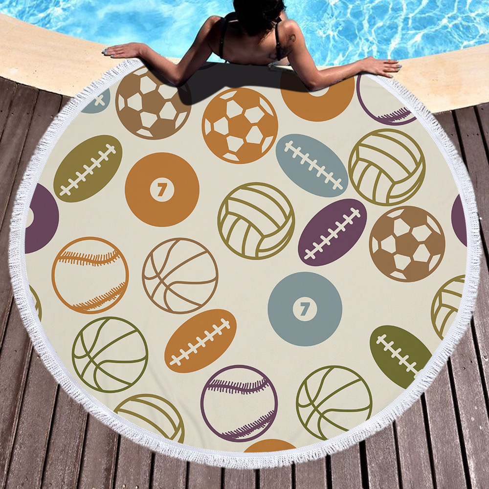 Sports Ball Round Beach Towel 23
