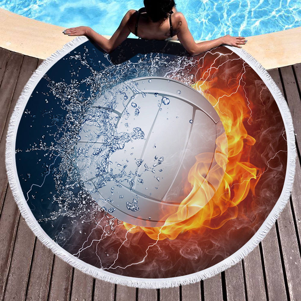 Sports Ball Round Beach Towel 24