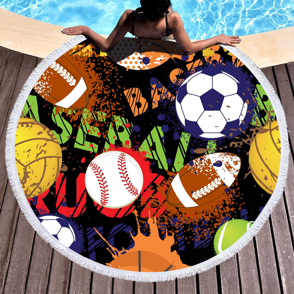 Sports Ball Round Beach Towel 5