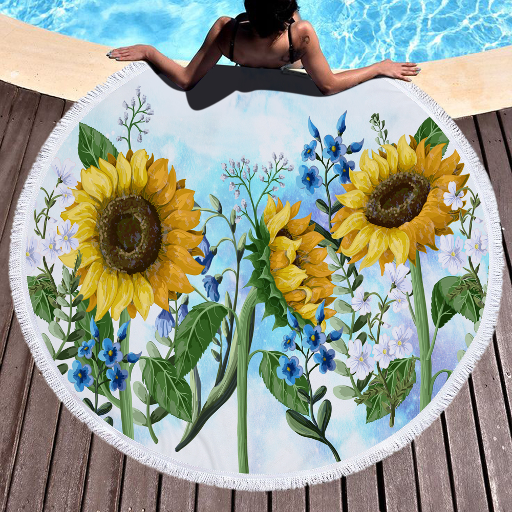 Sunflower Round Beach Towel 23 Sunflower Round Beach Towel 10