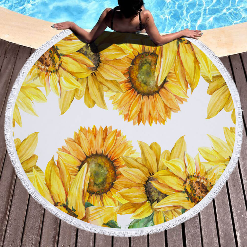 Sunflower Round Beach Towel 24 Sunflower Round Beach Towel 11