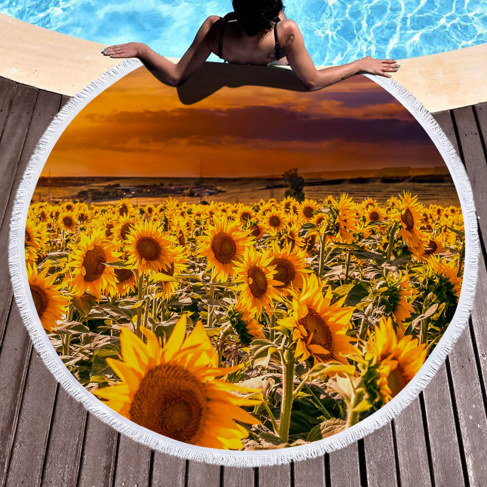 Sunflower Round Beach Towel 15 Sunflower Round Beach Towel 2