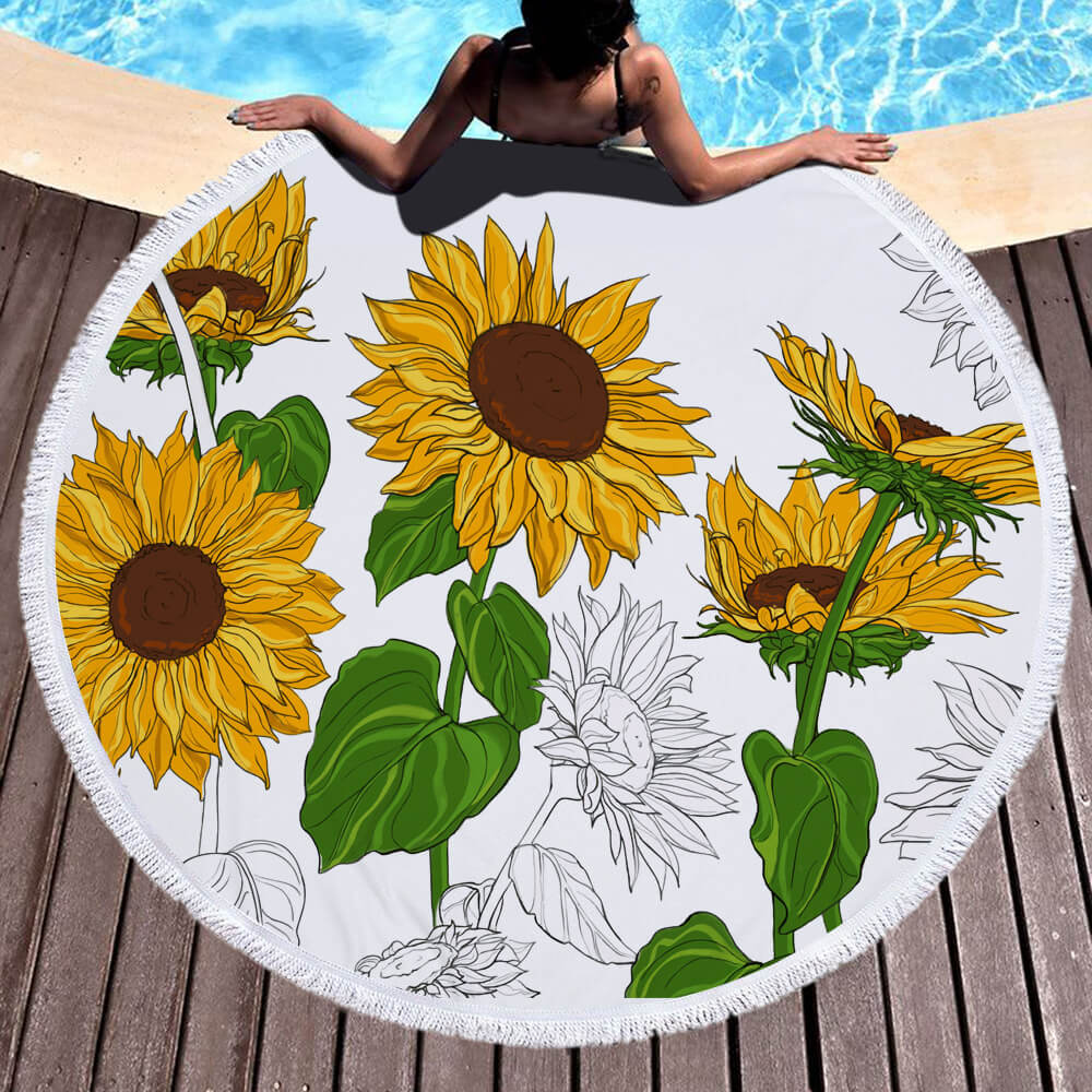 Sunflower Round Beach Towel 17 Sunflower Round Beach Towel 4