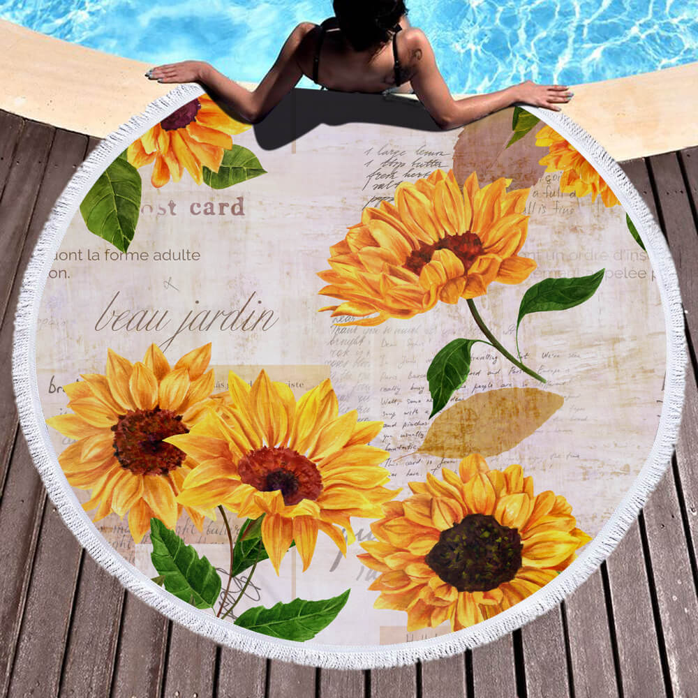 Sunflower Round Beach Towel 18 Sunflower Round Beach Towel 5