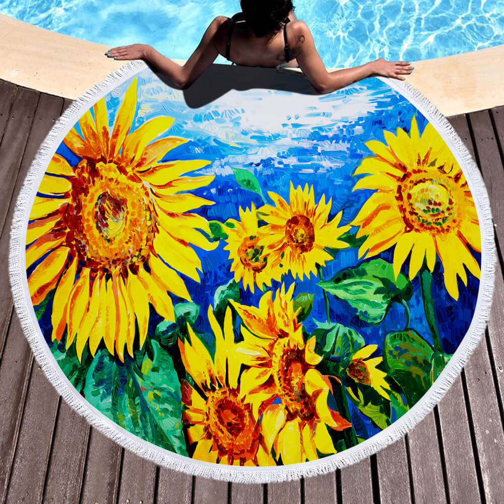 Sunflower Round Beach Towel 19 Sunflower Round Beach Towel 6