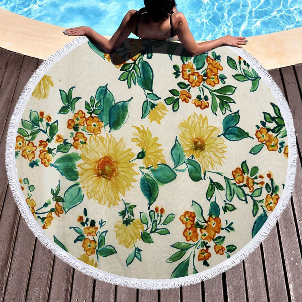 Sunflower Round Beach Towel 20 Sunflower Round Beach Towel 7
