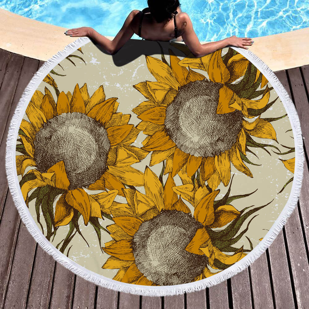 Sunflower Round Beach Towel 21 Sunflower Round Beach Towel 8