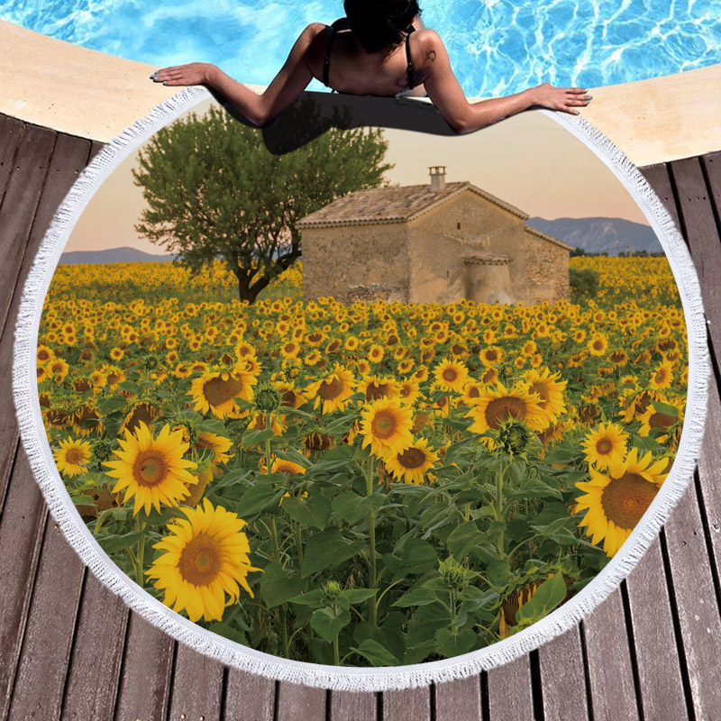 Sunflower Round Beach Towel 12 Sunflowers Round Beach Towel 11