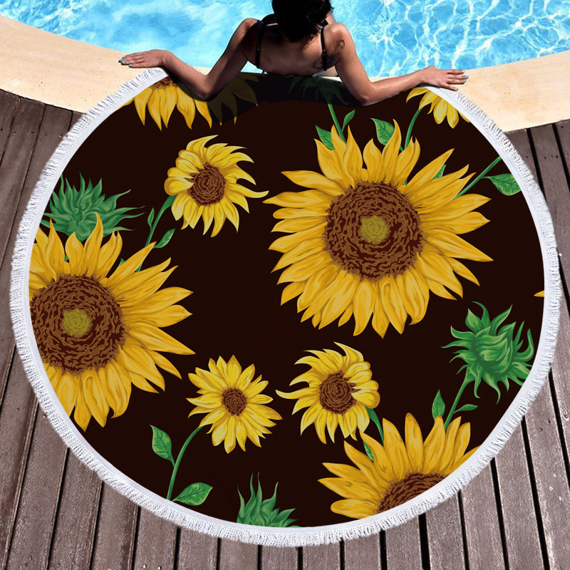 Sunflower Round Beach Towel 5 Sunflowers Round Beach Towel 4